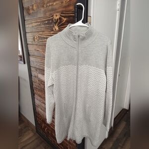 Light Gray Zip-Front Women's Sweater Cardigan